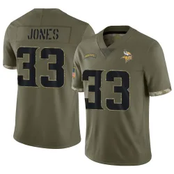 Men's Aaron Jones Minnesota Vikings No.33 Limited 2022 Salute To Service Jersey - Olive
