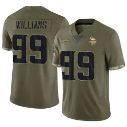 Men's Alex Williams Minnesota Vikings No.99 Limited 2022 Salute To Service Jersey - Olive