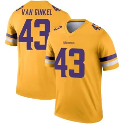 Men's Andrew Van Ginkel Minnesota Vikings No.43 Legend Inverted Jersey - Gold