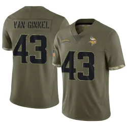 Men's Andrew Van Ginkel Minnesota Vikings No.43 Limited 2022 Salute To Service Jersey - Olive
