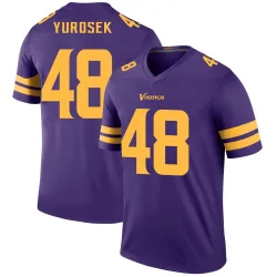 Men's Ben Yurosek Minnesota Vikings No.48 Legend Color Rush Jersey - Purple