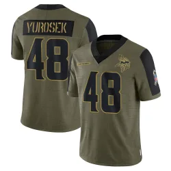 Men's Ben Yurosek Minnesota Vikings No.48 Limited 2021 Salute To Service Jersey - Olive