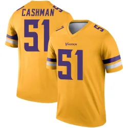 Men's Blake Cashman Minnesota Vikings No.51 Legend Inverted Jersey - Gold