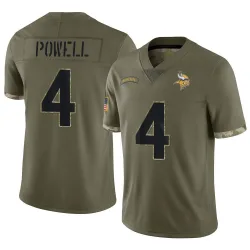 Men's Brandon Powell Minnesota Vikings No.4 Limited 2022 Salute To Service Jersey - Olive