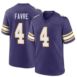 Men's Brett Favre Minnesota Vikings No.4 Game Classic Jersey - Purple