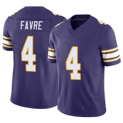 Men's Brett Favre Minnesota Vikings No.4 Limited Classic Vapor F.U.S.E. Jersey - Purple