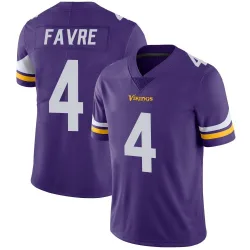 Men's Brett Favre Minnesota Vikings No.4 Limited Team Color Vapor Untouchable Jersey - Purple
