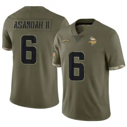 Men's Brian Asamoah II Minnesota Vikings No.6 Limited 2022 Salute To Service Jersey - Olive