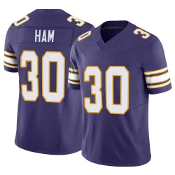 Men's C.J. Ham Minnesota Vikings No.30 Limited Classic Vapor F.U.S.E. Jersey - Purple