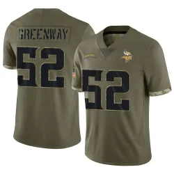 Men's Chad Greenway Minnesota Vikings No.52 Limited 2022 Salute To Service Jersey - Olive