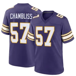 Men's Chaz Chambliss Minnesota Vikings No.57 Game Classic Jersey - Purple