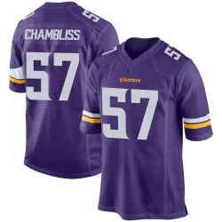 Men's Chaz Chambliss Minnesota Vikings No.57 Game Team Color Jersey - Purple