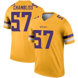 Men's Chaz Chambliss Minnesota Vikings No.57 Legend Inverted Jersey - Gold