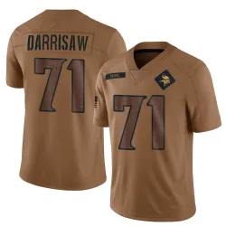 Men's Christian Darrisaw Minnesota Vikings No.71 Limited 2023 Salute To Service Jersey - Brown