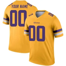 Men's Custom Minnesota Vikings No.00 Legend Inverted Jersey - Gold
