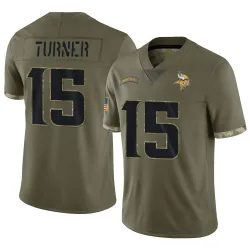 Men's Dallas Turner Minnesota Vikings No.15 Limited 2022 Salute To Service Jersey - Olive