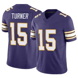 Men's Dallas Turner Minnesota Vikings No.15 Limited Classic Vapor F.U.S.E. Jersey - Purple