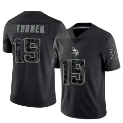 Men's Dallas Turner Minnesota Vikings No.15 Limited Reflective Jersey - Black