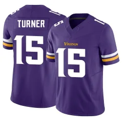 Men's Dallas Turner Minnesota Vikings No.15 Limited Vapor F.U.S.E. Jersey - Purple
