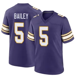 Men's Dan Bailey Minnesota Vikings No.5 Game Classic Jersey - Purple