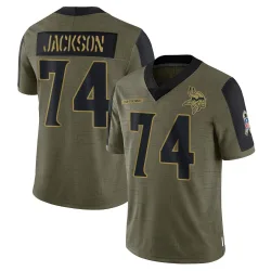 Men's Donovan Jackson Minnesota Vikings No.74 Limited 2021 Salute To Service Jersey - Olive