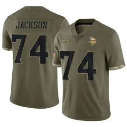 Men's Donovan Jackson Minnesota Vikings No.74 Limited 2022 Salute To Service Jersey - Olive