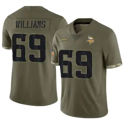Men's Elijah Williams Minnesota Vikings No.69 Limited 2022 Salute To Service Jersey - Olive