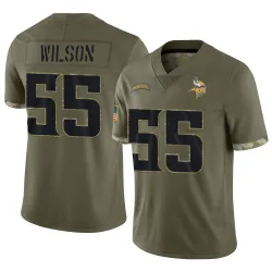Men's Eric Wilson Minnesota Vikings No.55 Limited 2022 Salute To Service Jersey - Olive
