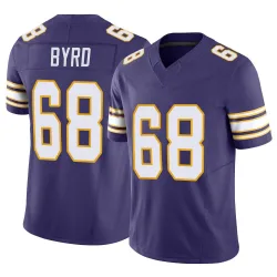 Men's Henry Byrd Minnesota Vikings No.68 Limited Classic Vapor F.U.S.E. Jersey - Purple