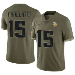Men's Isaac Fruechte Minnesota Vikings No.15 Limited 2022 Salute To Service Jersey - Olive