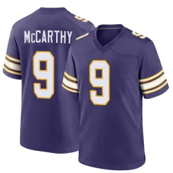 Men's J.J. McCarthy Minnesota Vikings No.9 Game Classic Jersey - Purple