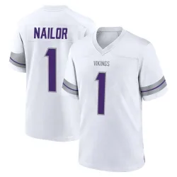 Men's Jalen Nailor Minnesota Vikings No.1 Game Alternate Jersey - White