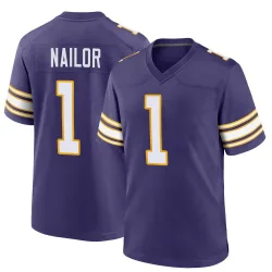 Men's Jalen Nailor Minnesota Vikings No.1 Game Classic Jersey - Purple