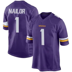 Men's Jalen Nailor Minnesota Vikings No.1 Game Team Color Jersey - Purple