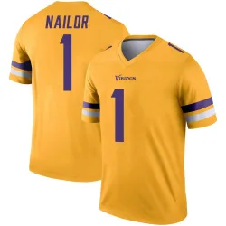 Men's Jalen Nailor Minnesota Vikings No.1 Legend Inverted Jersey - Gold