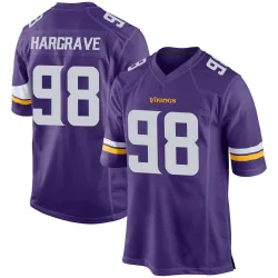 Men's Javon Hargrave Minnesota Vikings No.98 Game Team Color Jersey - Purple