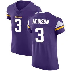 Men's Jordan Addison Minnesota Vikings No.3 Elite Team Color Vapor Untouchable Jersey - Purple