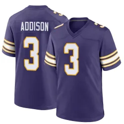 Men's Jordan Addison Minnesota Vikings No.3 Game Classic Jersey - Purple