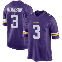 Men's Jordan Addison Minnesota Vikings No.3 Game Team Color Jersey - Purple