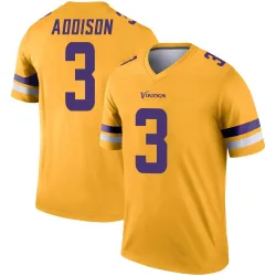 Men's Jordan Addison Minnesota Vikings No.3 Legend Inverted Jersey - Gold