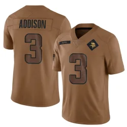 Men's Jordan Addison Minnesota Vikings No.3 Limited 2023 Salute To Service Jersey - Brown