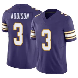 Men's Jordan Addison Minnesota Vikings No.3 Limited Classic Vapor F.U.S.E. Jersey - Purple
