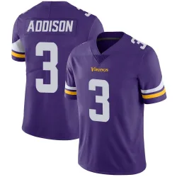 Men's Jordan Addison Minnesota Vikings No.3 Limited Team Color Vapor Untouchable Jersey - Purple