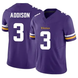 Men's Jordan Addison Minnesota Vikings No.3 Limited Vapor F.U.S.E. Jersey - Purple