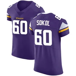 Men's Josh Sokol Minnesota Vikings No.60 Elite Team Color Vapor Untouchable Jersey - Purple