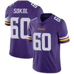 Men's Josh Sokol Minnesota Vikings No.60 Limited Team Color Vapor Untouchable Jersey - Purple