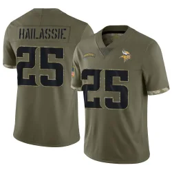 Men's Kahlef Hailassie Minnesota Vikings No.25 Limited 2022 Salute To Service Jersey - Olive