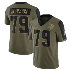 Men's Marcellus Johnson Minnesota Vikings No.79 Limited 2021 Salute To Service Jersey - Olive
