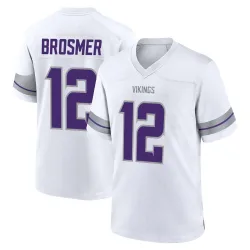 Men's Max Brosmer Minnesota Vikings No.12 Game Alternate Jersey - White