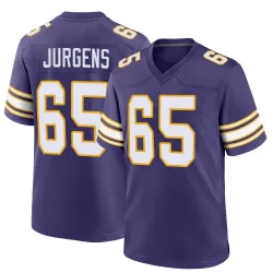 Men's Michael Jurgens Minnesota Vikings No.65 Game Classic Jersey - Purple